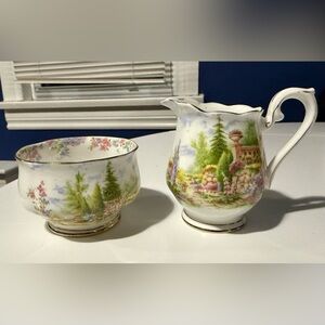 Vintage Royal Albert Kentish Rockery fine china sugar and creamer set